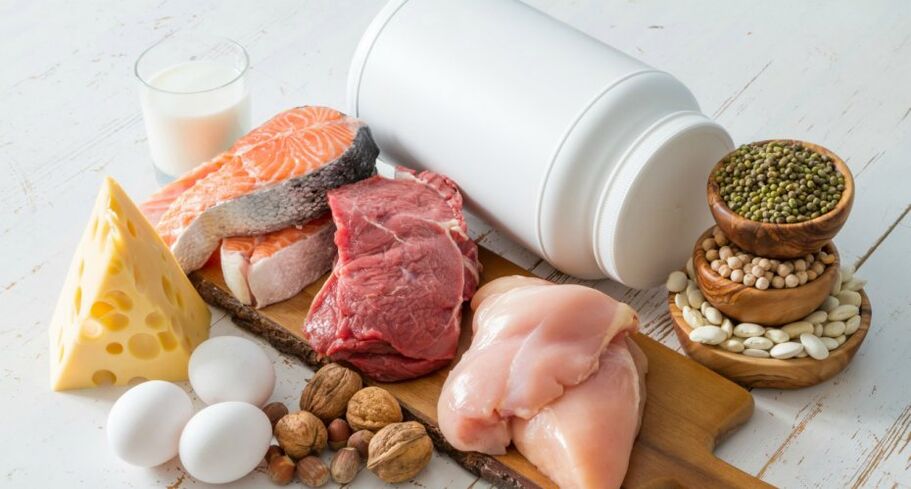 Vários alimentos proteicos